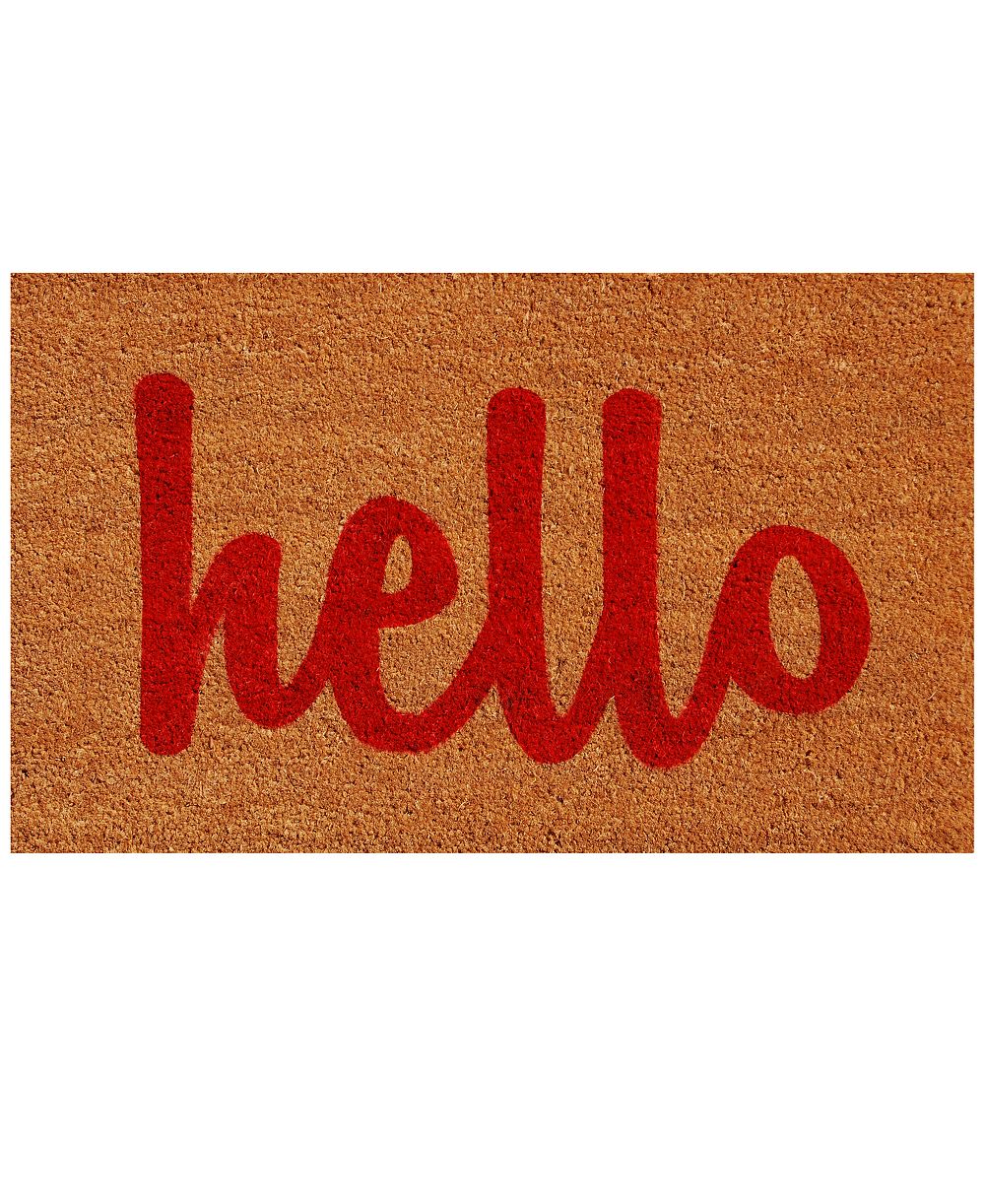 Коврик для ног Home & More Hello Script Coir/Vinyl, 17" x 29"