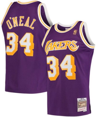 Мужская джерси Mitchell & Ness Shaquille O'Neal Purple Los Angeles Lakers Hardwood Classics Swingman