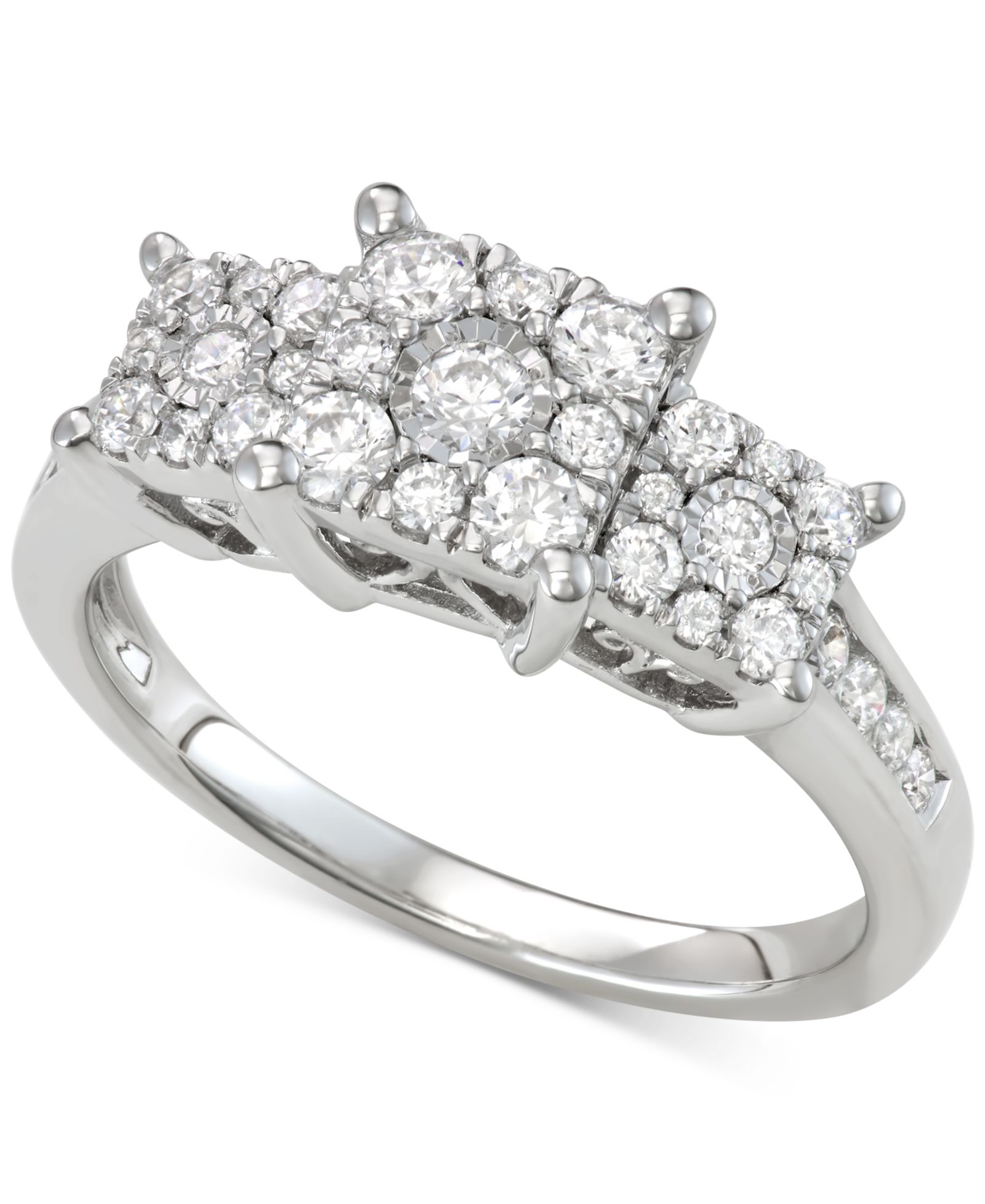 Помолвочное кольцо Diamond Princess Triple Halo в 14k White, Yellow или Rose Gold