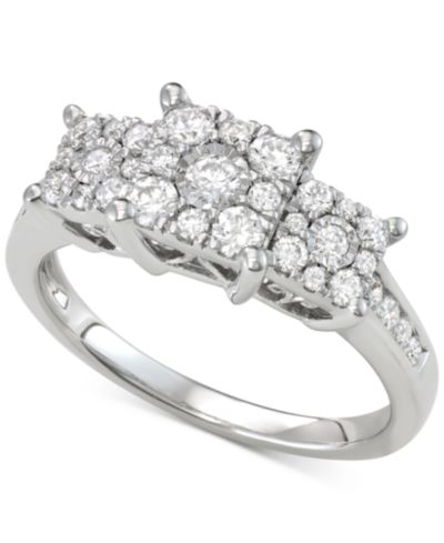 Помолвочное кольцо Diamond Princess Triple Halo в 14k White, Yellow или Rose Gold