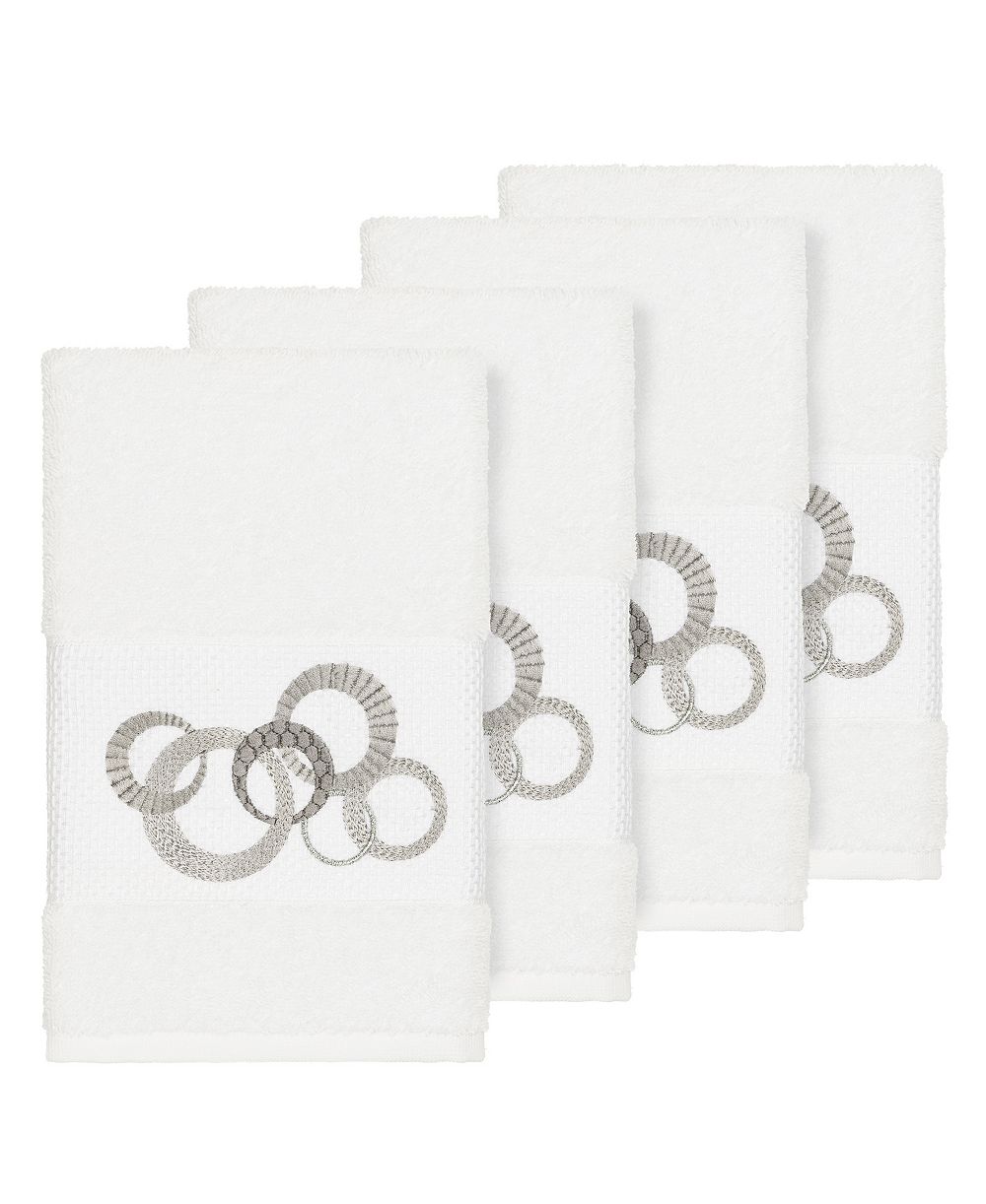 Linum Home Turkish Cotton Annabelle 4-Pc. Embellished Hand Towel Set