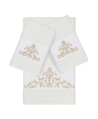 Linum Home Turkish Cotton Scarlet 3-Pc. Embellished Towel Set