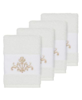 Linum Home Turkish Cotton Scarlet 4-Pc. Embellished Washcloth Set