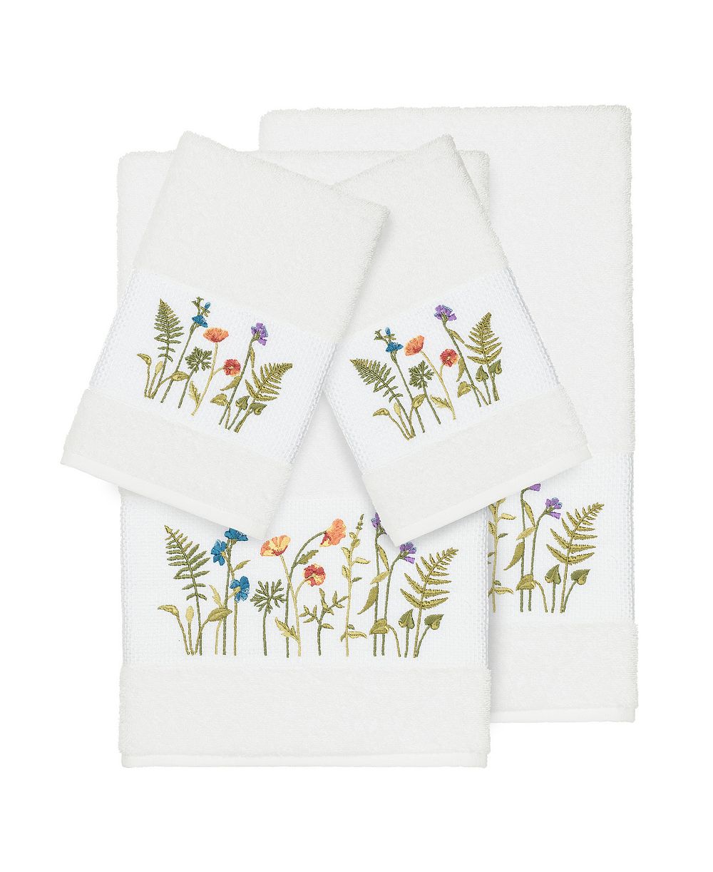 Linum Home Turkish Cotton Serenity 4-Pc. Embellished Towel Set