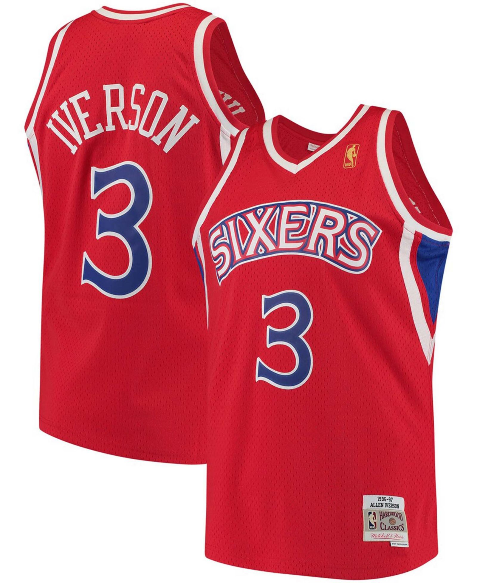 Мужская джерси Allen Iverson Philadelphia 76Ers 1996-97 Hardwood Classics Swingman Red