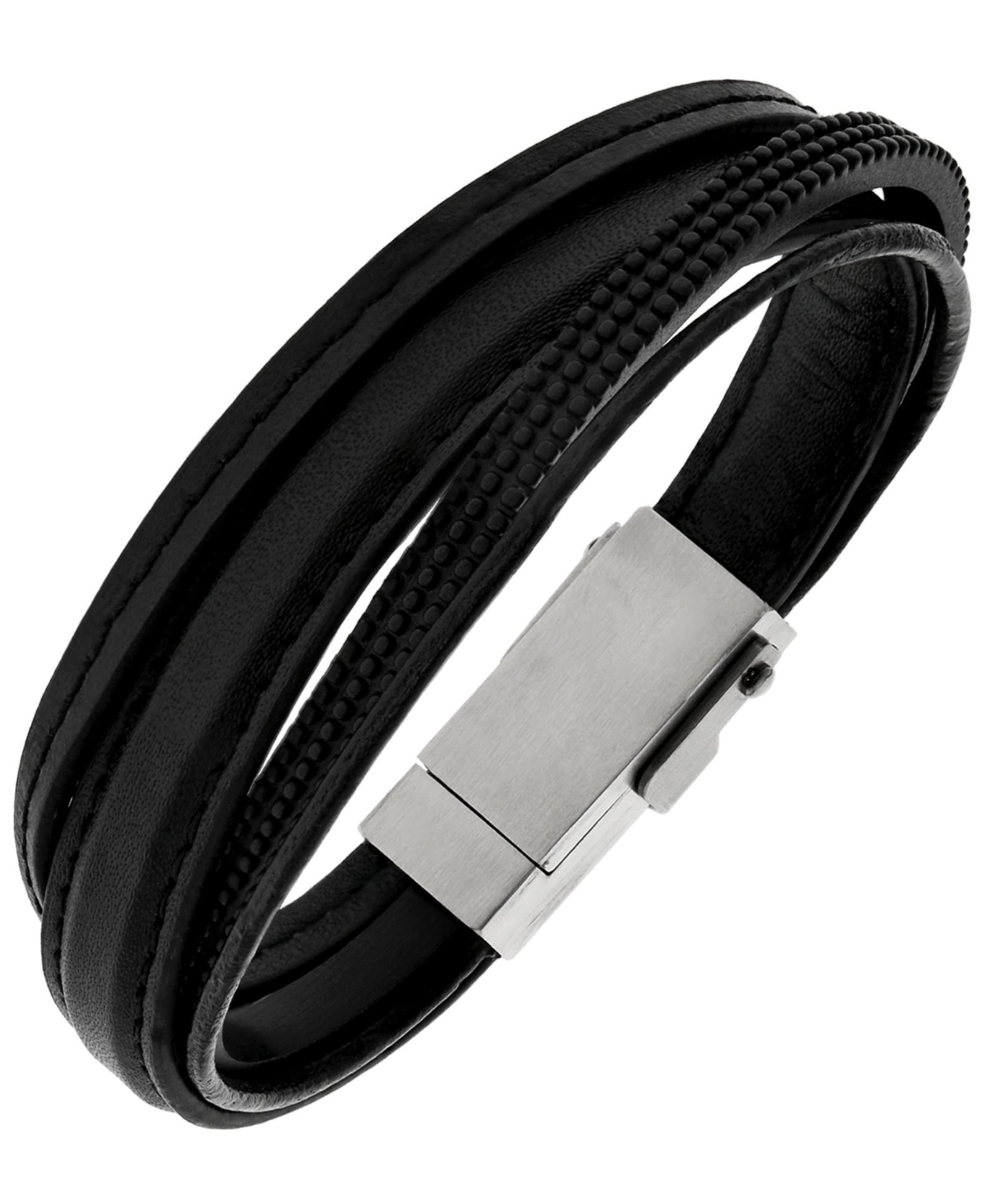 Sutton Multi-Strand Leather And Lightening Cable Bracelet With Usb Clasp