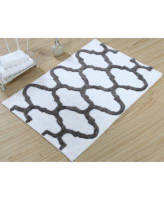 Saffron Fabs Geometric Non-Skid Cotton Bath Rug, 21" x 34"