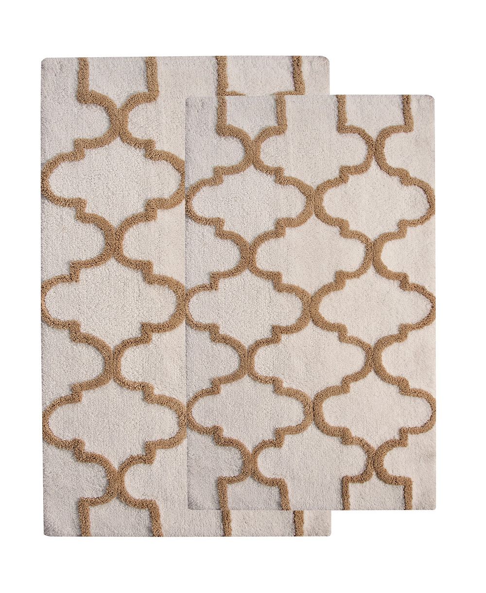 Saffron Fabs Geometric Non-Skid Cotton 2-Pc. Bath Rug Set