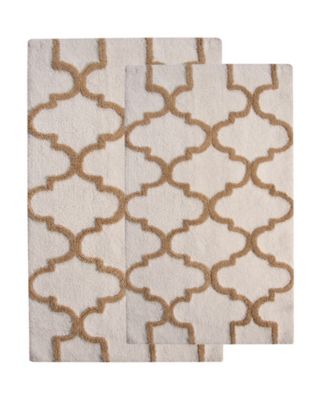 Saffron Fabs Geometric Non-Skid Cotton 2-Pc. Bath Rug Set