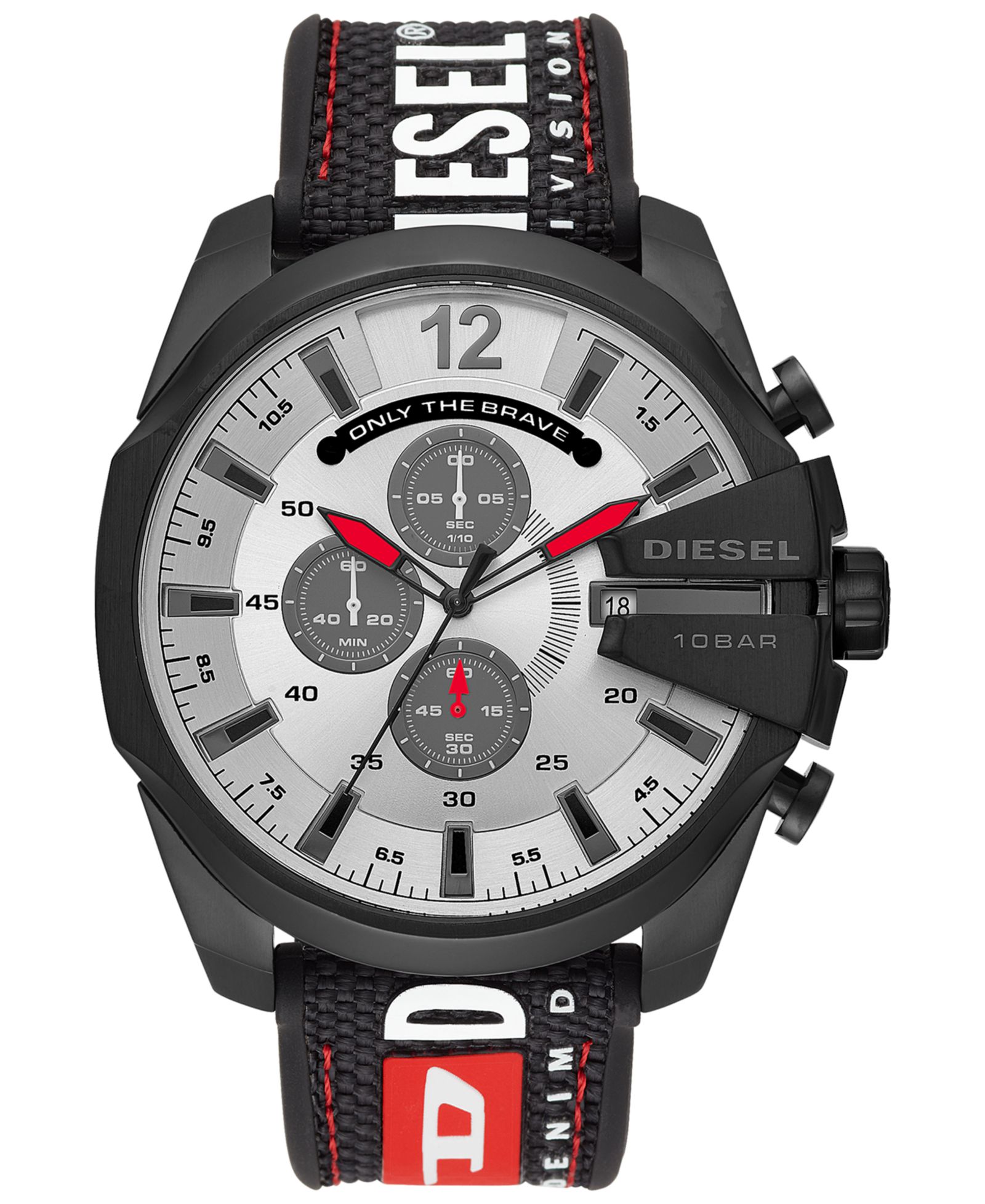Мужские часы Diesel Chronograph Mega Chief Black Silicone Strap 51mm