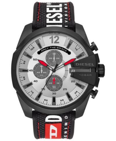 Мужские часы Diesel Chronograph Mega Chief Black Silicone Strap 51mm