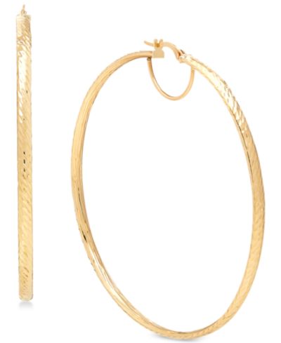 Золотые круглые серьги-кольца Italian Gold 14k Gold, 60mm