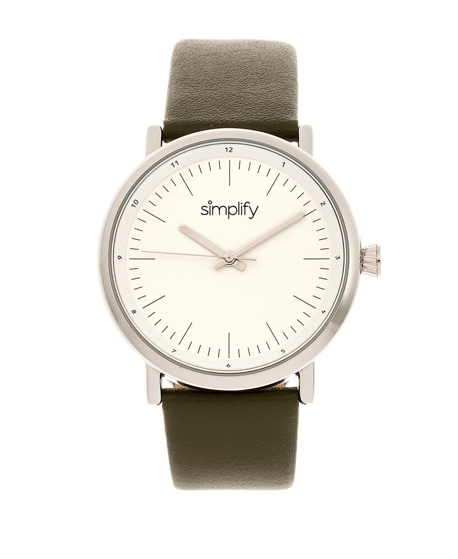 Simplify Quartz часы Quartz The 6200, белый циферблат, кожаный ремешок Olive Leather 39mm