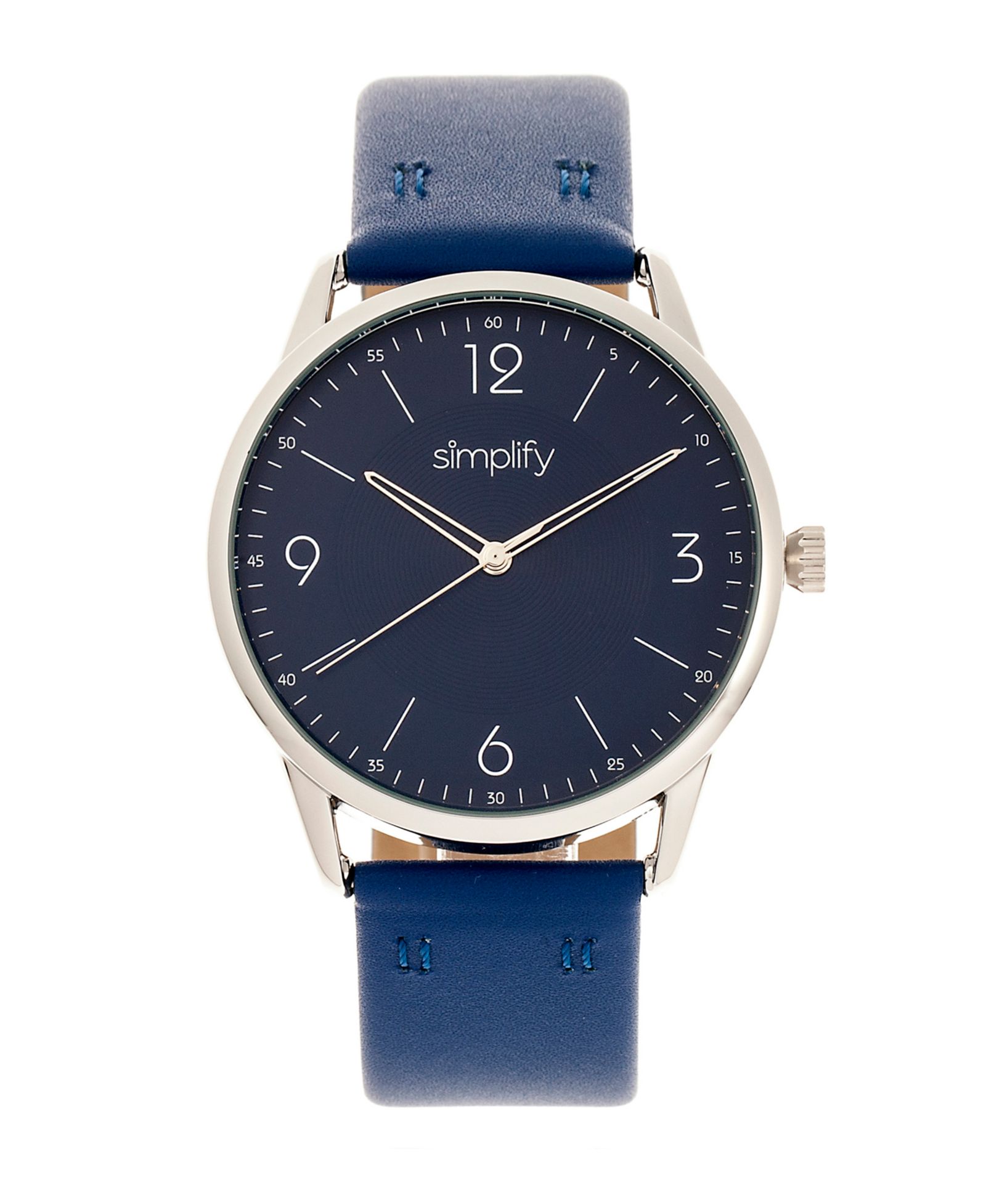 Simplify Quartz часы Quartz The 6300 с черным циферблатом и синим кожаным ремешком, 41mm