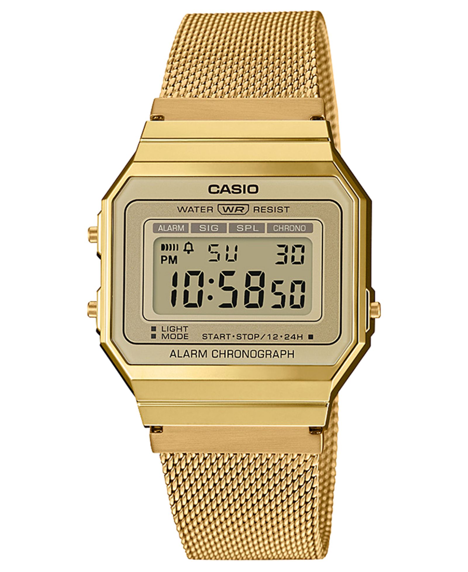 Унисекс часы Casio с золотистым стальным браслетом-сеткой, 35.5mm