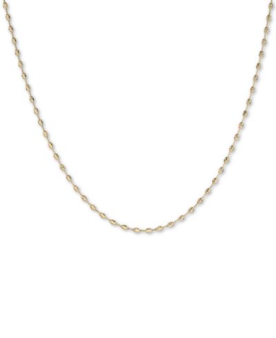 Ожерелье Italian Gold Diamond Cut Oval Bead, 18" Chain Necklace (2-5/8mm) in 14k Gold, Made in Italy