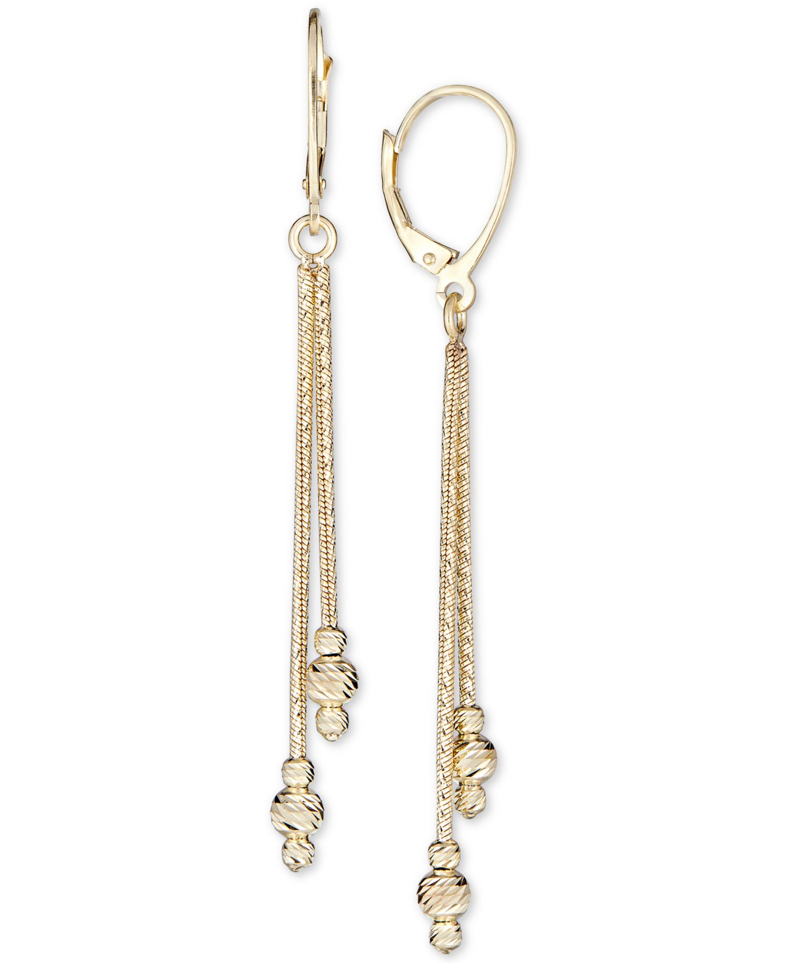 Italian Gold Beaded Drop Earrings in 14k Gold
