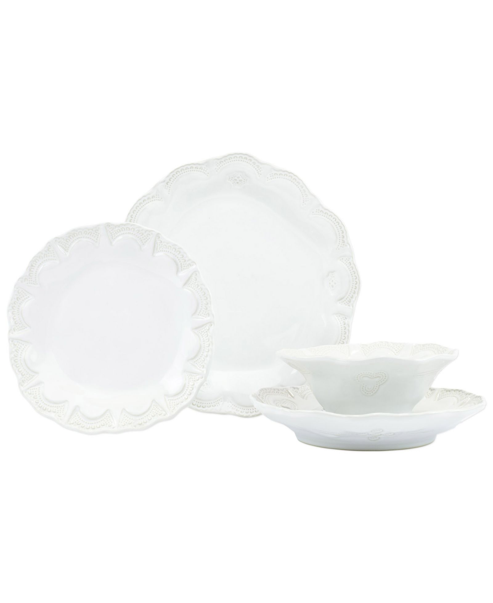 Vietri Incanto Stone Lace 4 Piece Place Setting