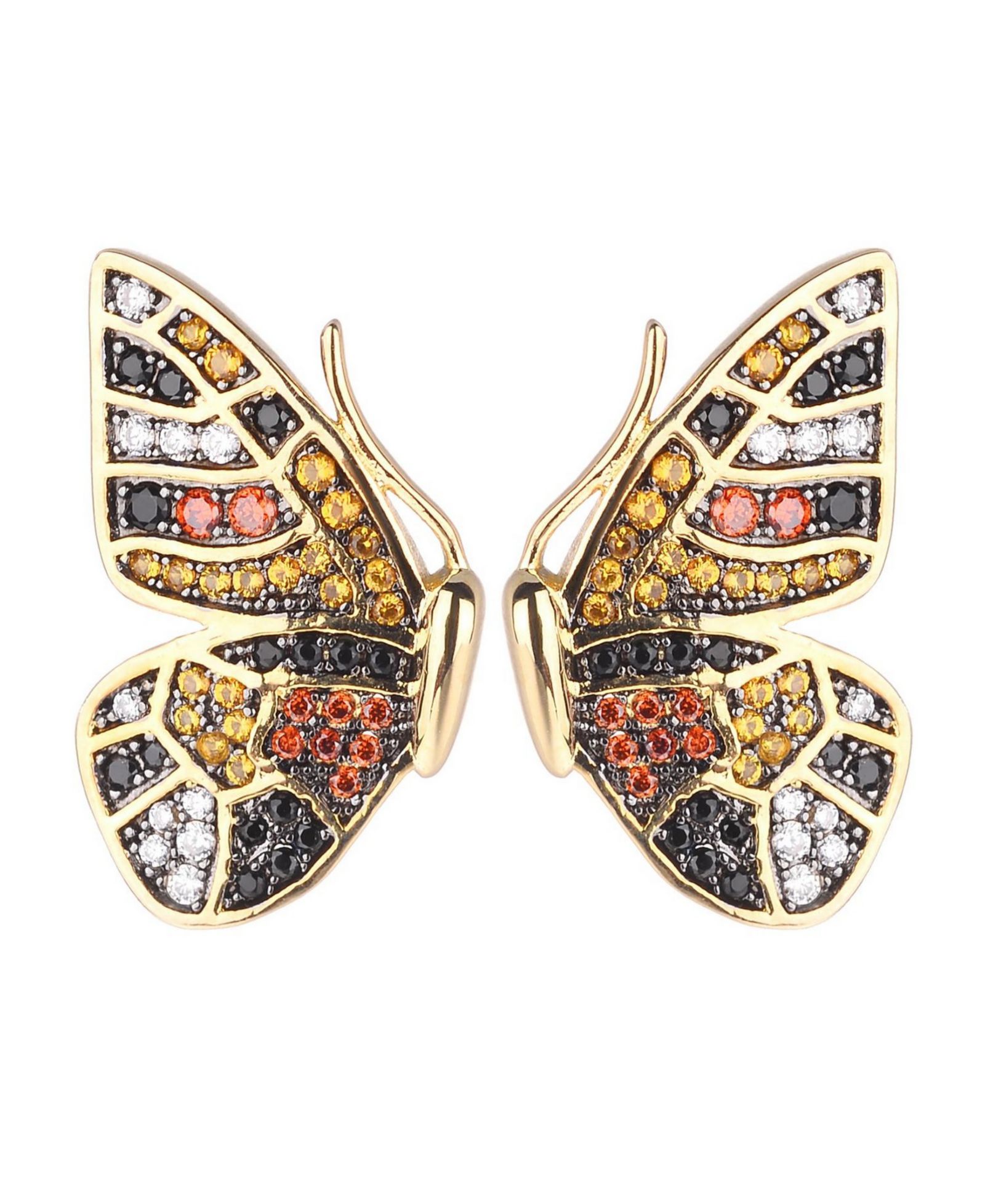 Noir Multi-Colored Cubic Zirconia Butterfly Wing Stud Earring