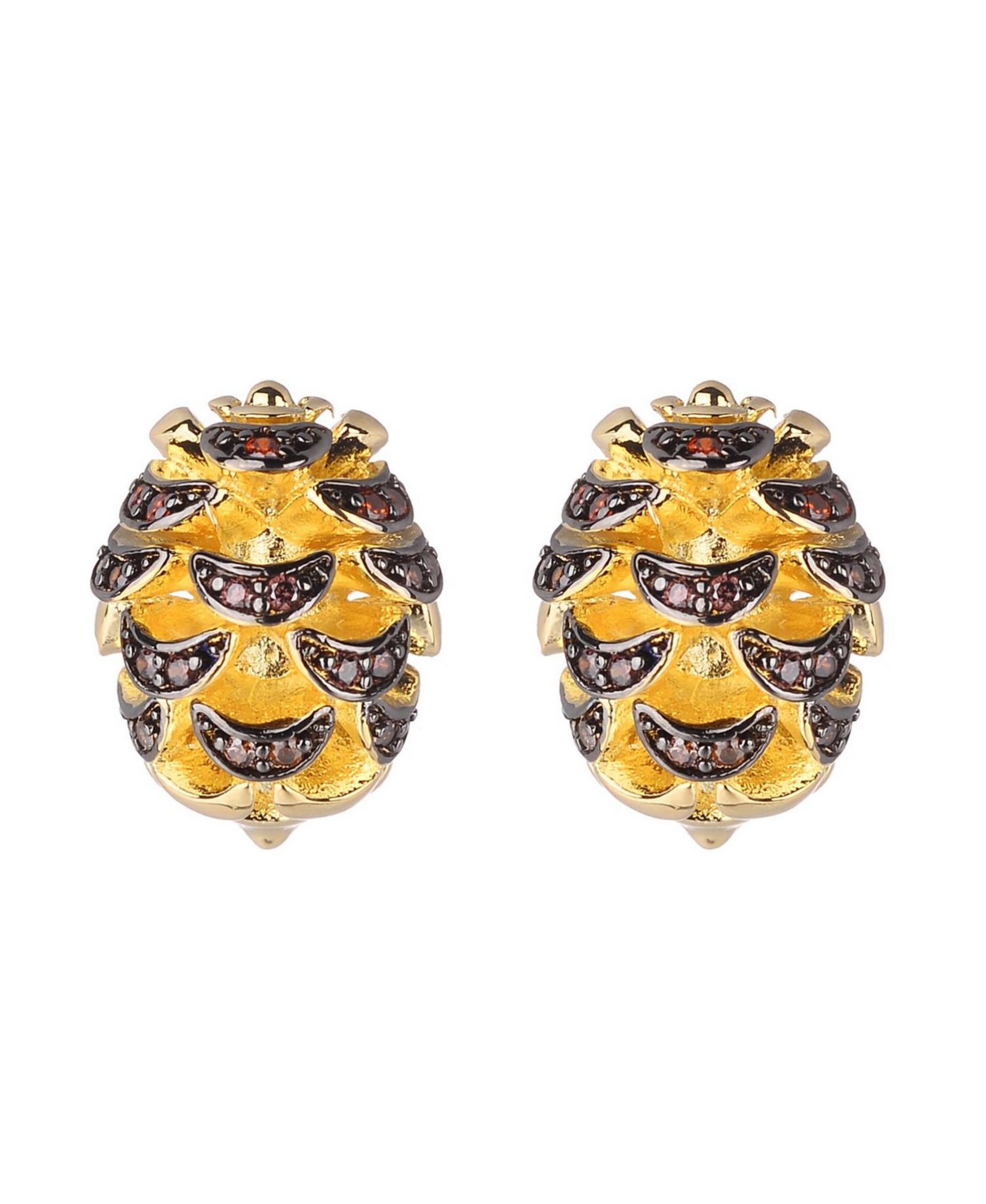 Noir Acorn Stud Earring With Cubic Zirconia Stones