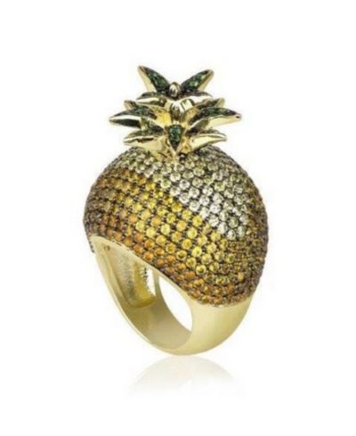 Коктейльное кольцо Noir Cubic Zirconia Pineapple