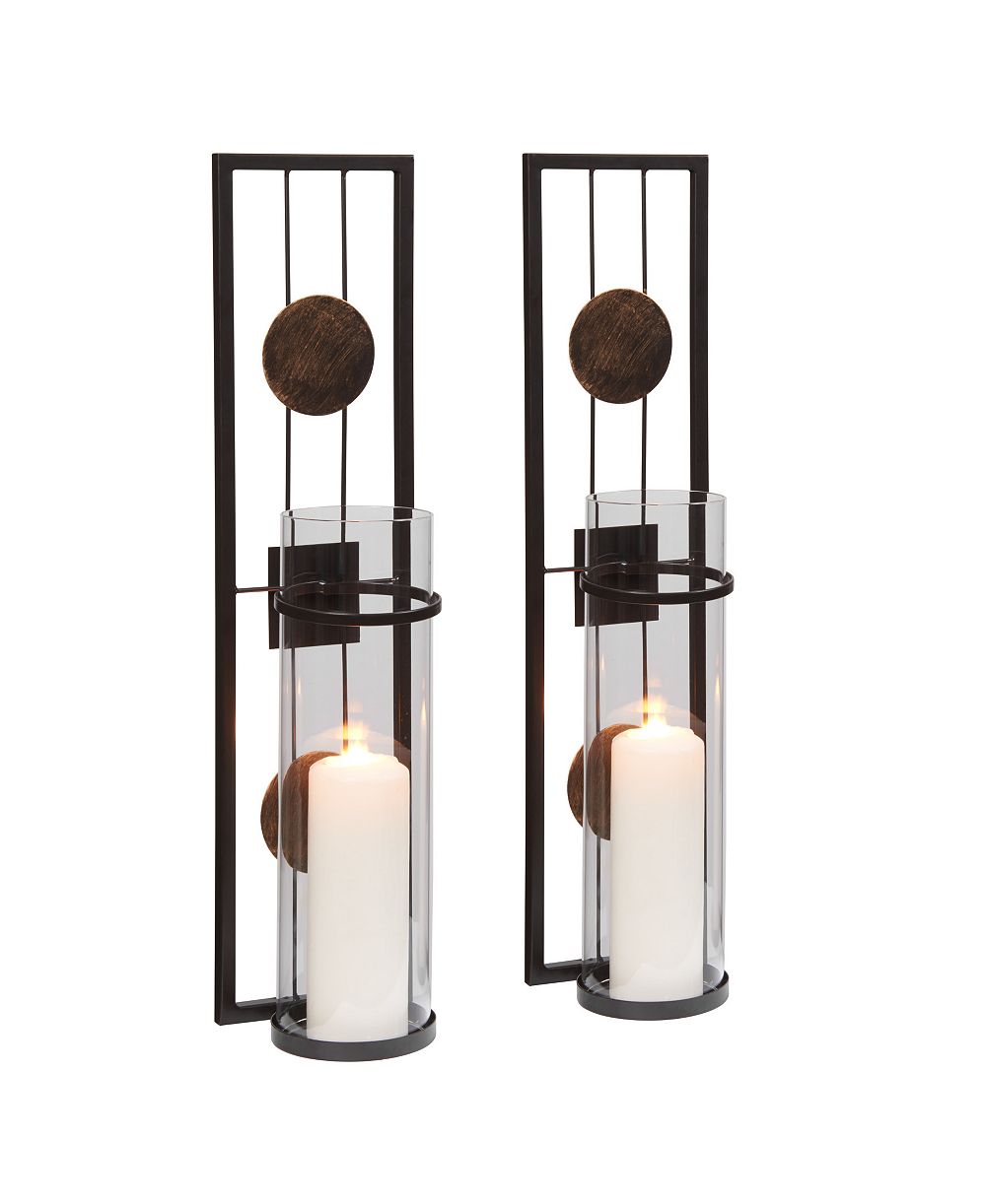 Набор из 2 подсвечников Danya B Metal Medallion Pillar Candle Sconces, 20 inch