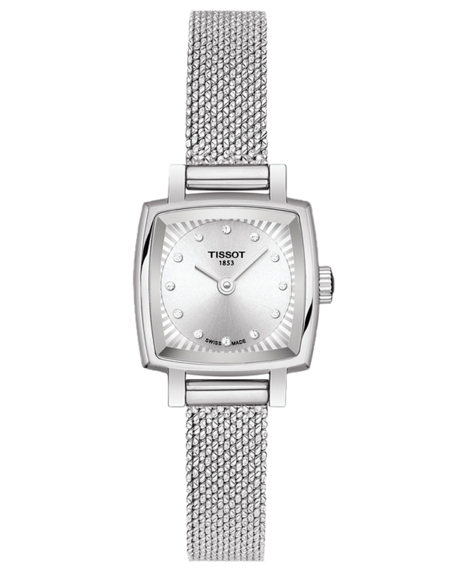 Tissot Женские швейцарские часы T-Lady Lovely с бриллиантами, стальной браслет Mesh, 20mm