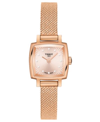 Tissot Женские швейцарские часы T-Lady Lovely с бриллиантами и розовым золотым браслетом 20mm