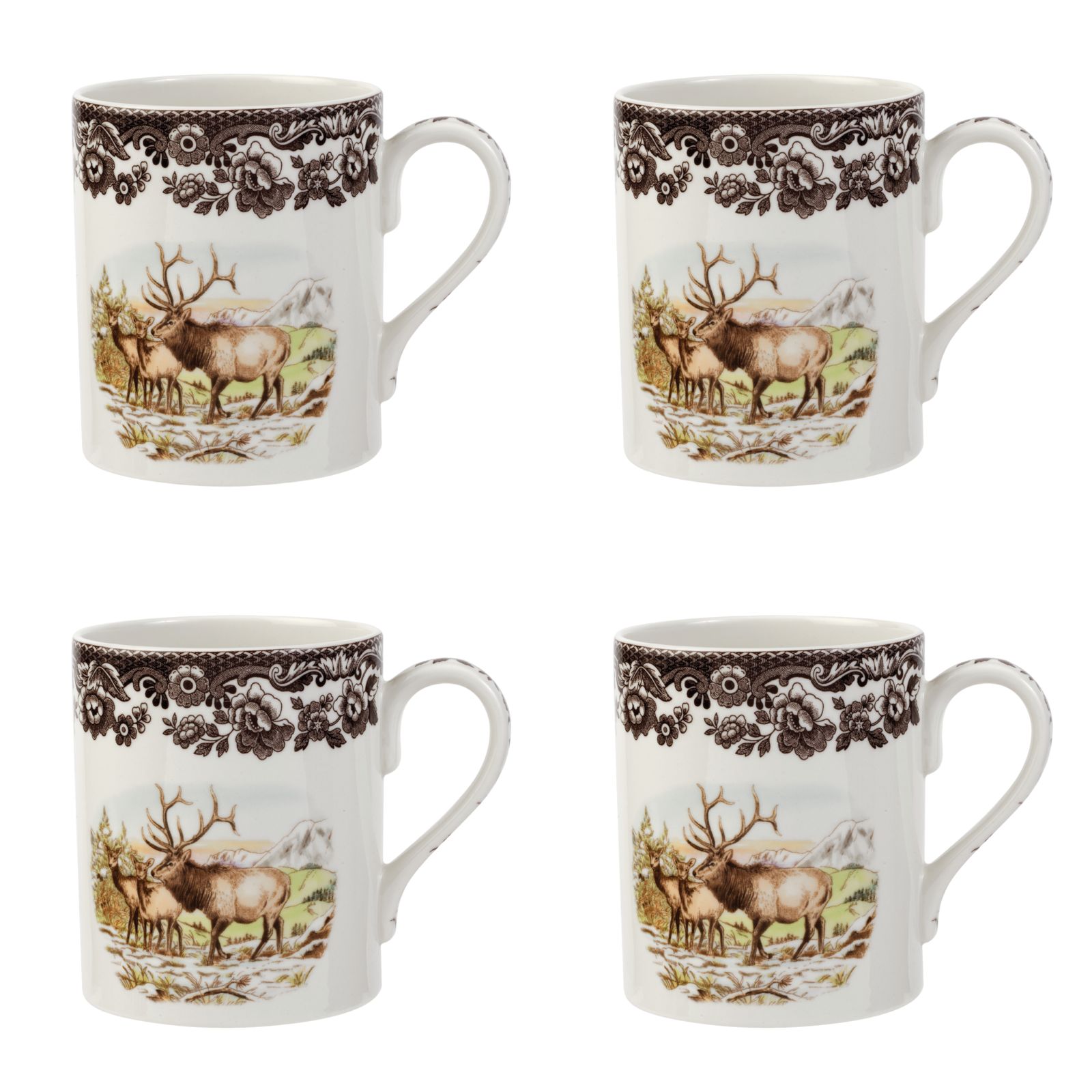 Spode Woodland Elk Mugs, Set of 4