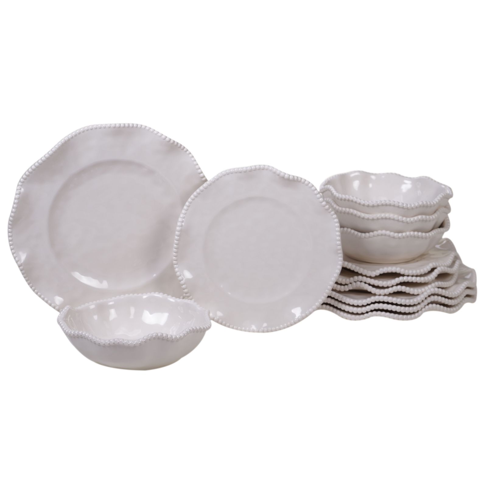 Certified International Perlette Cream Melamine 12-Pc. Dinnerware Set, Service for 4