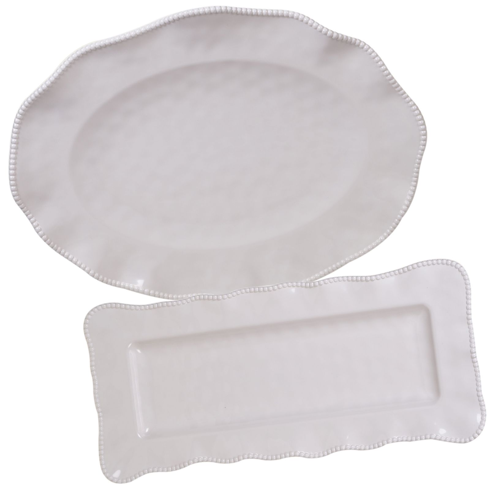 Certified International Perlette Cream Melamine 2-Piece Platter Set