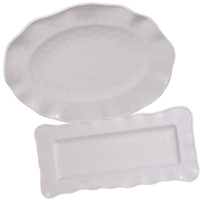 Certified International Perlette Cream Melamine 2-Piece Platter Set