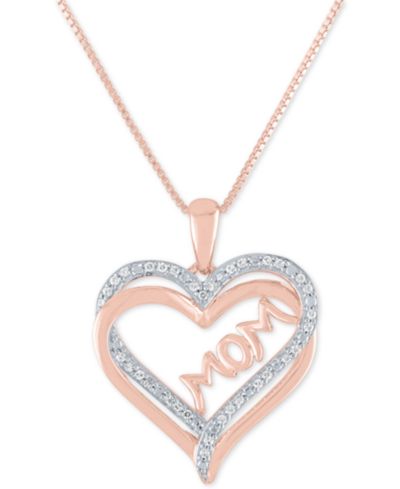 Подвеска Diamond Mom 18" в 14k Rose Gold Over Sterling Silver