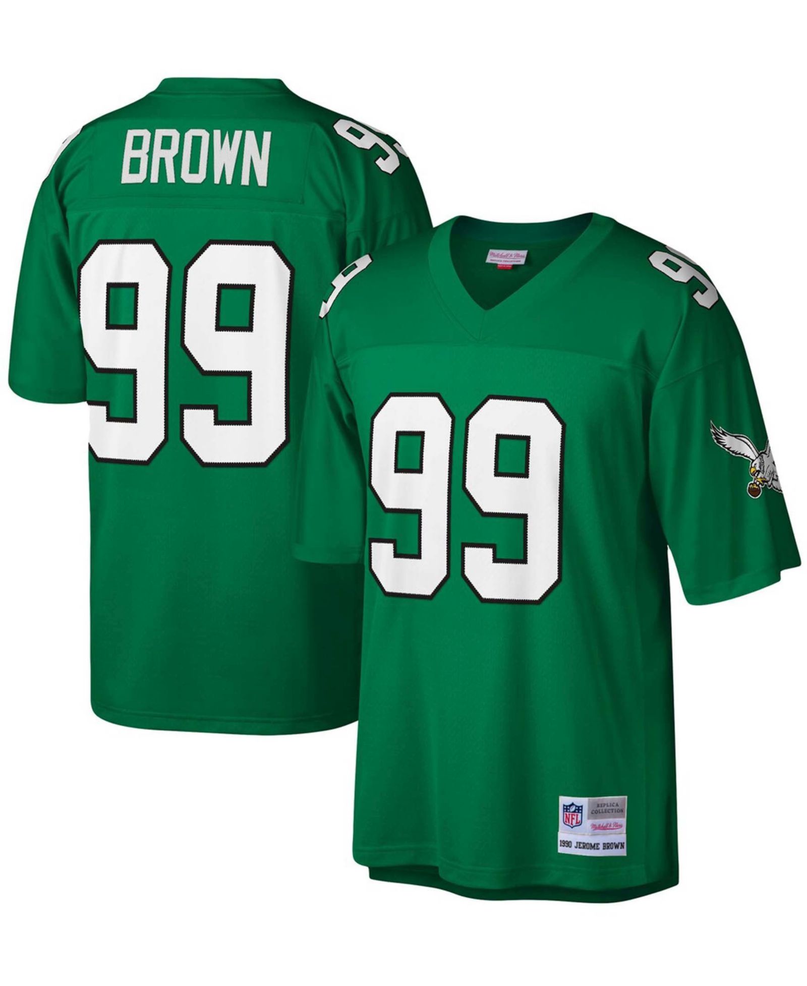 Мужская джерси Mitchell & Ness Jerome Brown Kelly Green Philadelphia Eagles Legacy Replica