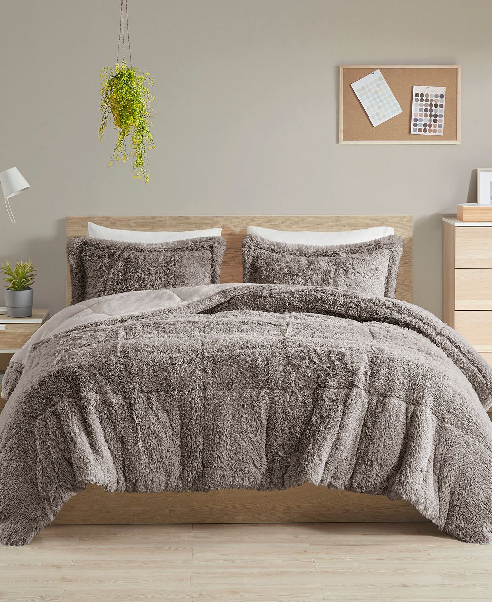 Комплект из 3 предметов Intelligent Design Malea Shaggy Faux-Fur Comforter Set, Full/Queen