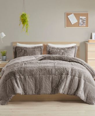 Intelligent Design Malea Shaggy Faux-Fur 3-Pc. Comforter Set, Full/Queen