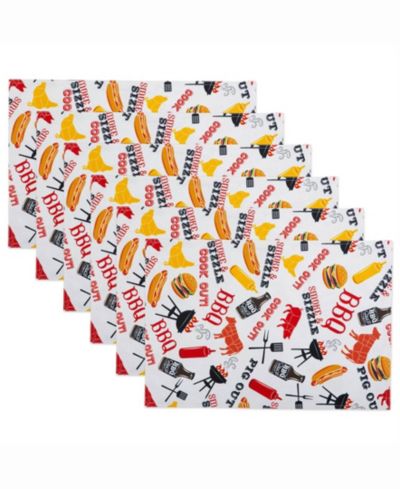 BBQ Fun Print Outdoor  Placemat Set of 6