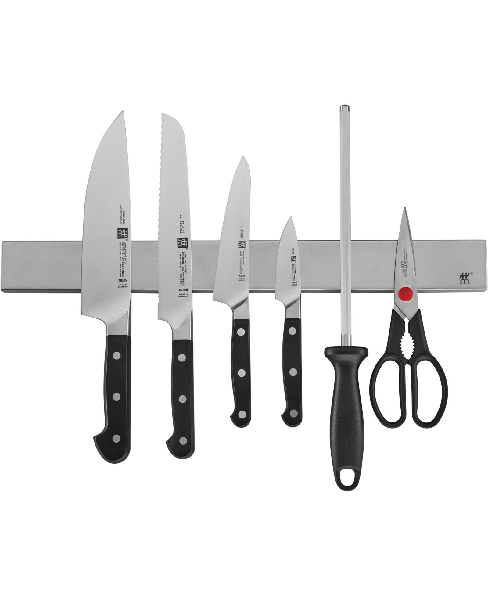 Zwilling Pro 7pc Set w/17.5" Stainless Magnetic Knife Bar