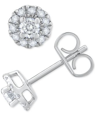 Diamond Round Halo Stud Earrings (1/3 ct. t.w.) in 14k White Gold  or 14k Gold