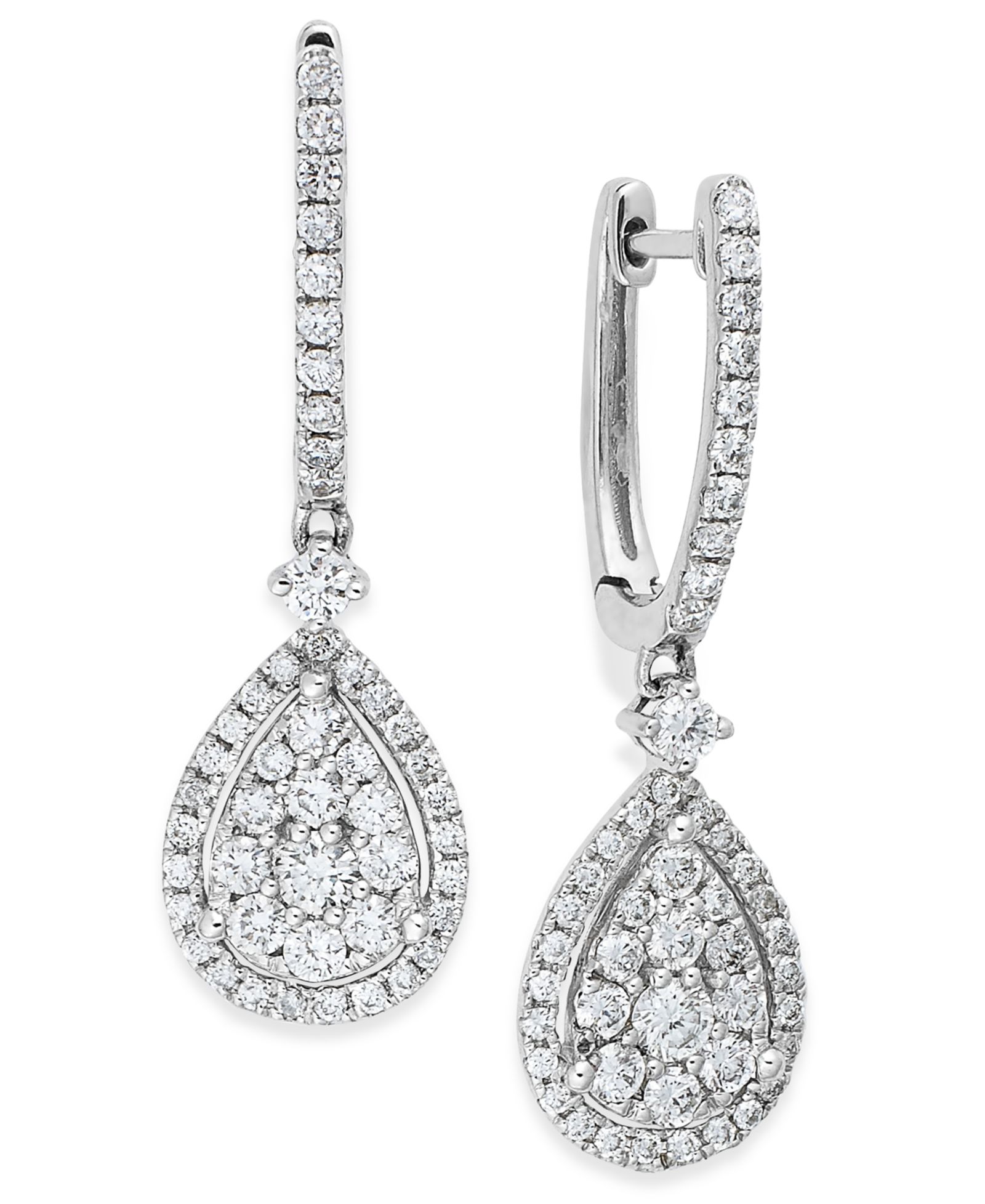 Diamond Cluster Teardrop Earrings в 14k White Gold (1 ct. t.w.)