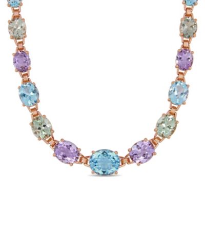 Ожерелье с голубым топазом (29-7/8 ct. t.w.), розовым аметистом (20-3/4 ct. t.w.) и празиолитом (18-1/3 ct. t.w.) 17" в 18k Rose Gold over Sterling Silver