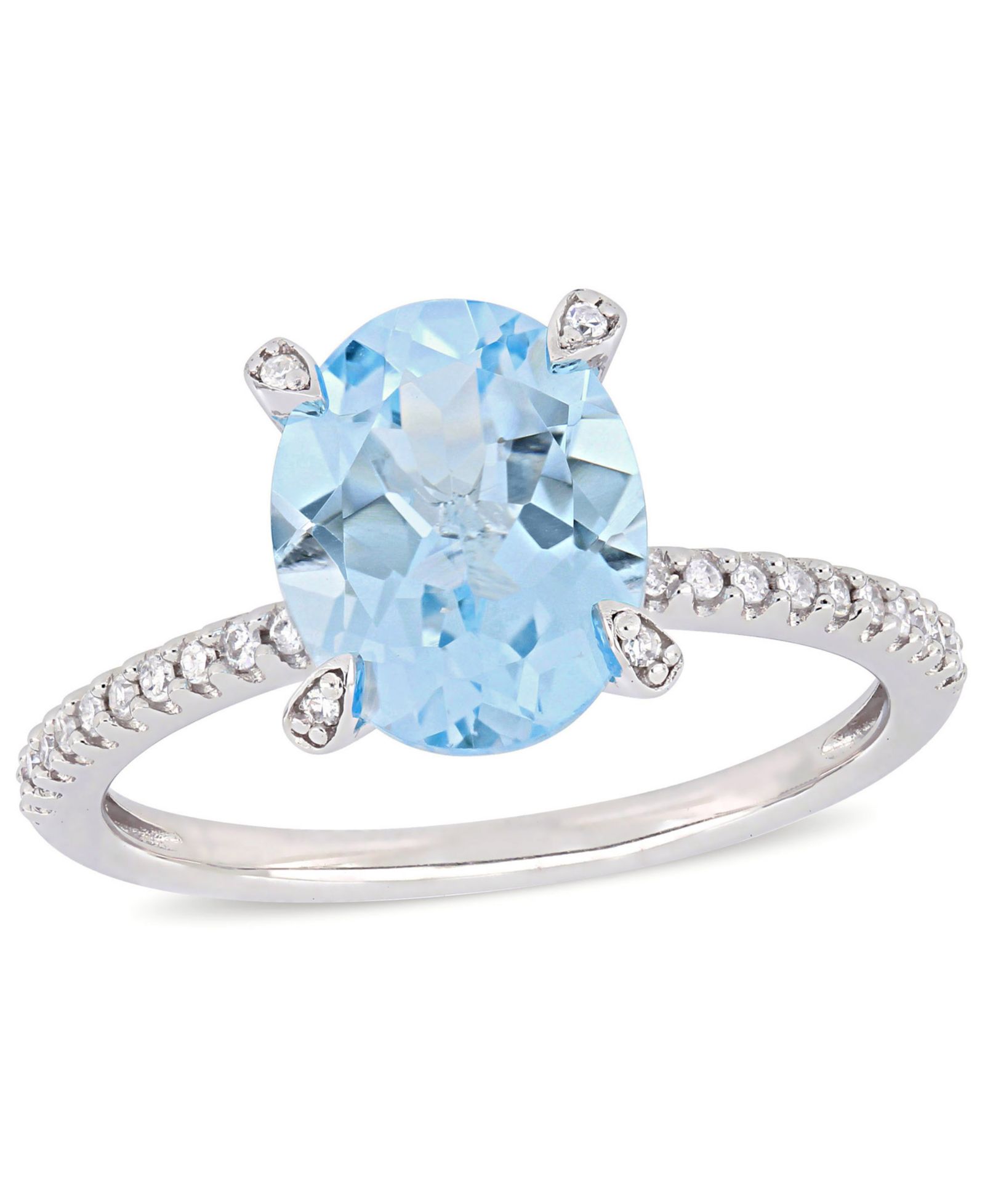 Blue Topaz (3-3/4 ct.t.w.) and Diamond (1/10 ct.t.w.) Ring in 10k White Gold