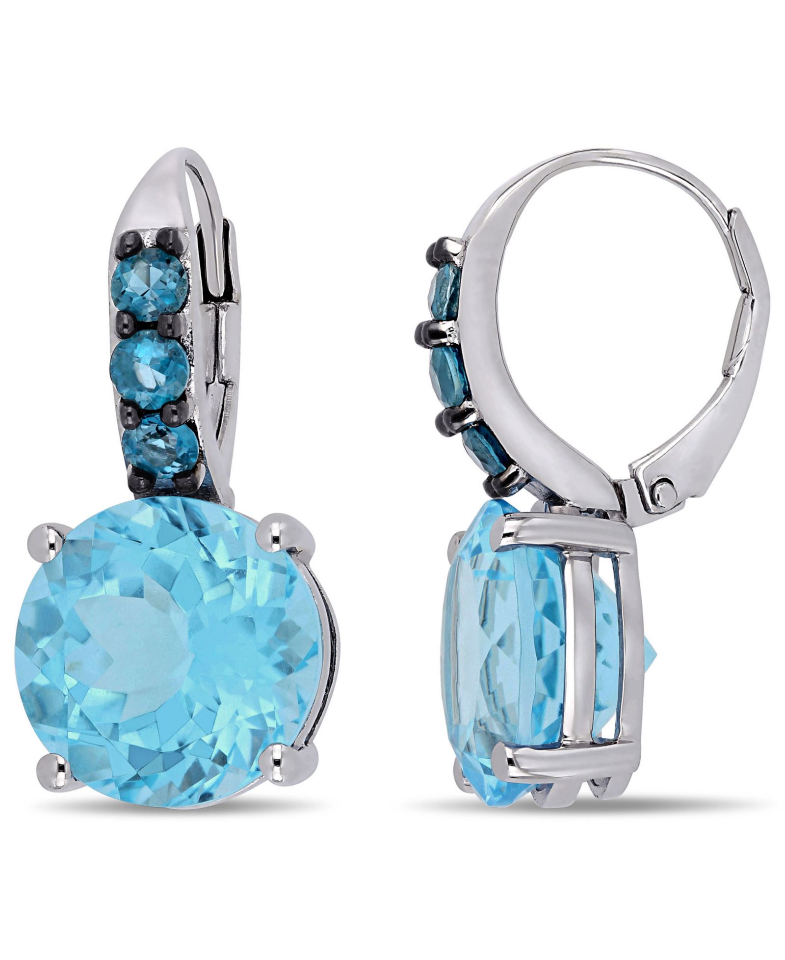 Серьги-подвески с голубым топазом (15-1/4 ct.t.w.) из стерлингового серебра