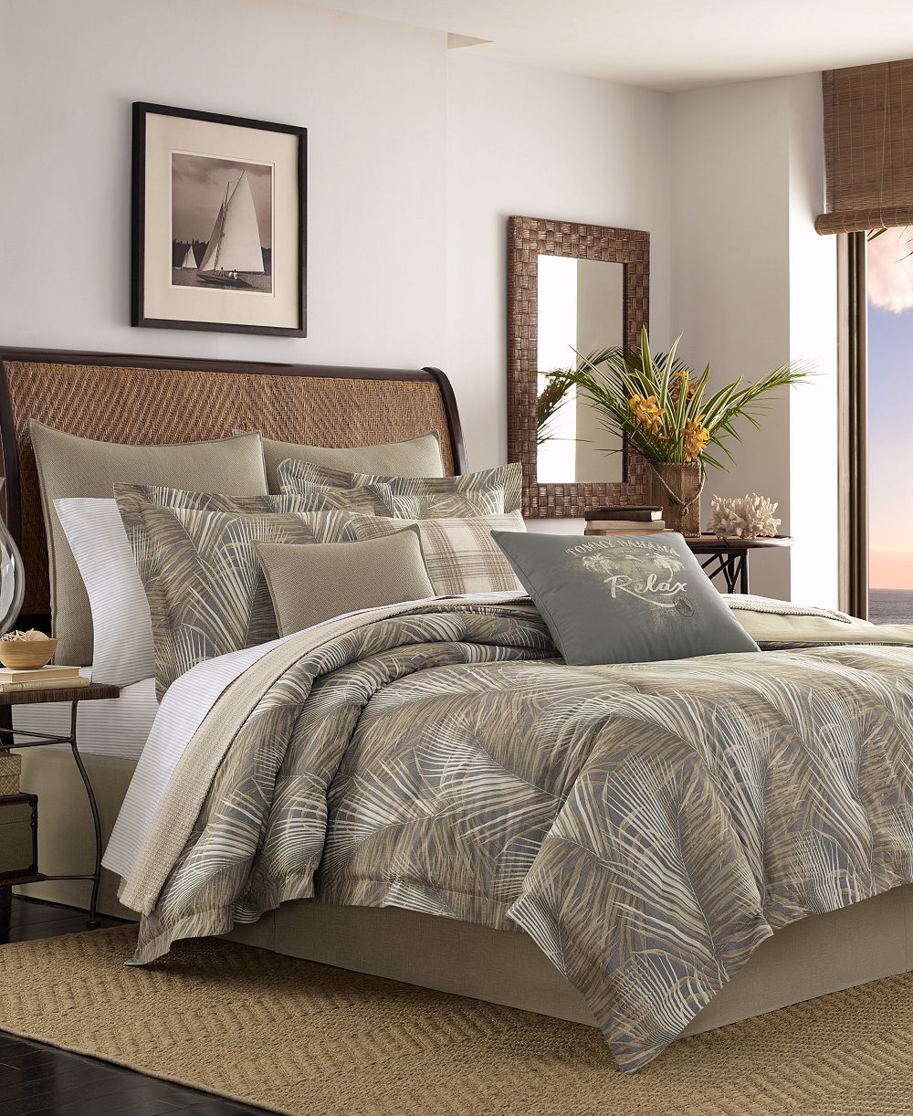Tommy Bahama Home Raffia Palms Reversible Comforter Set, Queen