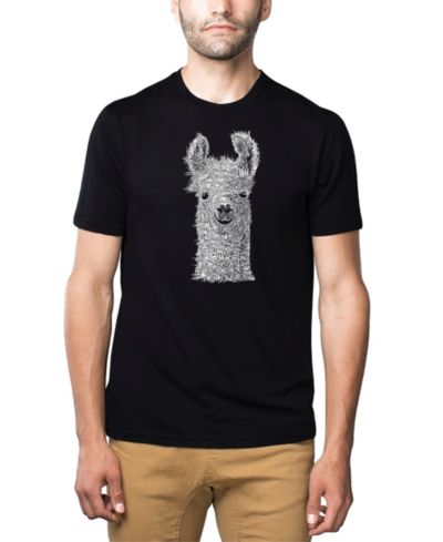 LA Pop Art Men's Cotton/Poly Blend Word Art T-Shirt - Llama