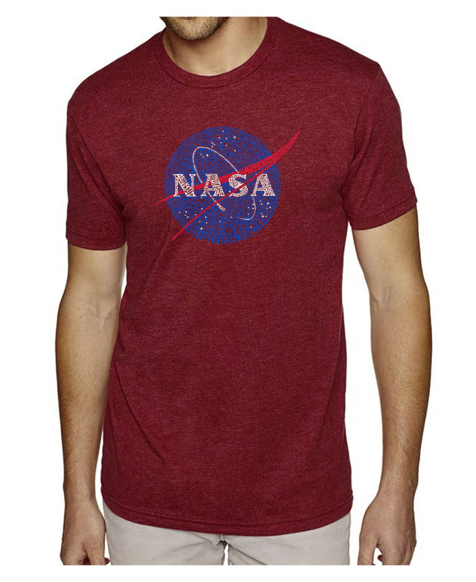 LA Pop Art Men's Cotton/Poly Blend Word Art T-Shirt - Nasa Logo