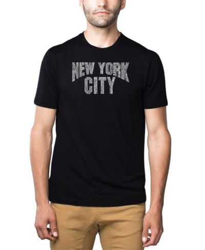 LA Pop Art Men's Cotton/Poly Blend Word Art T-Shirt - New York City Neighborhoods