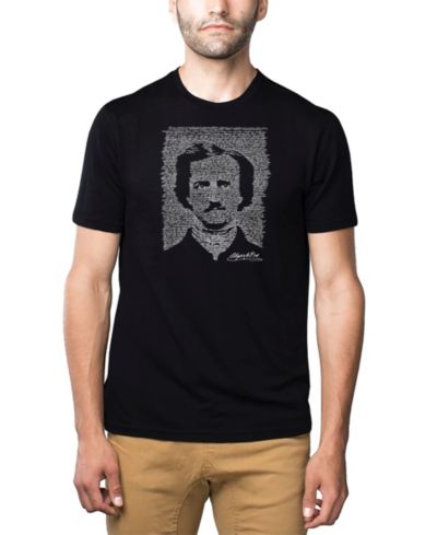 LA Pop Art Men's Cotton/Poly Blend Word Art T-Shirt - Edgar Allen Poe - The Raven