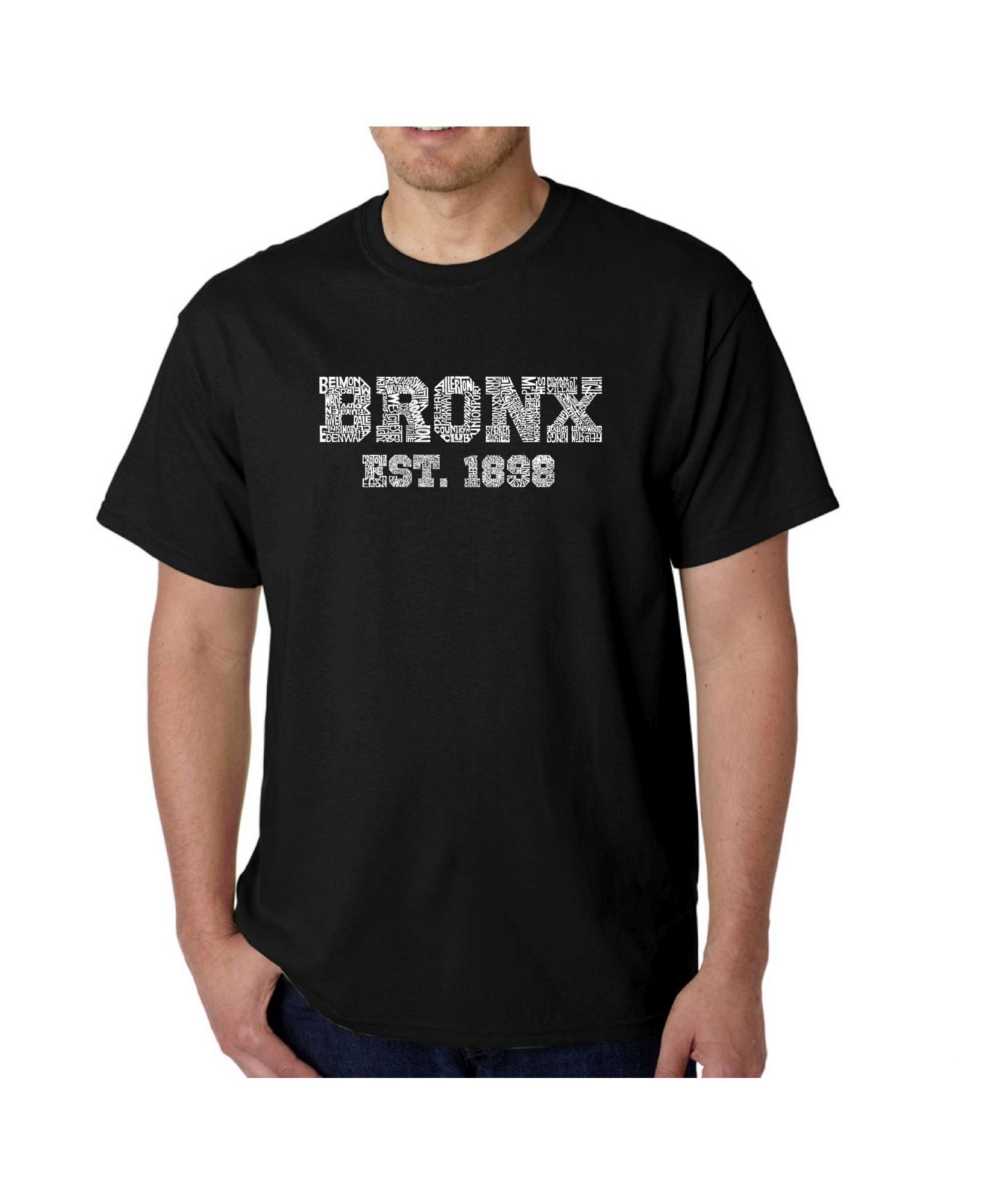 LA Pop Art Mens Word Art T-Shirt - Popular Bronx, NY Neighborhoods