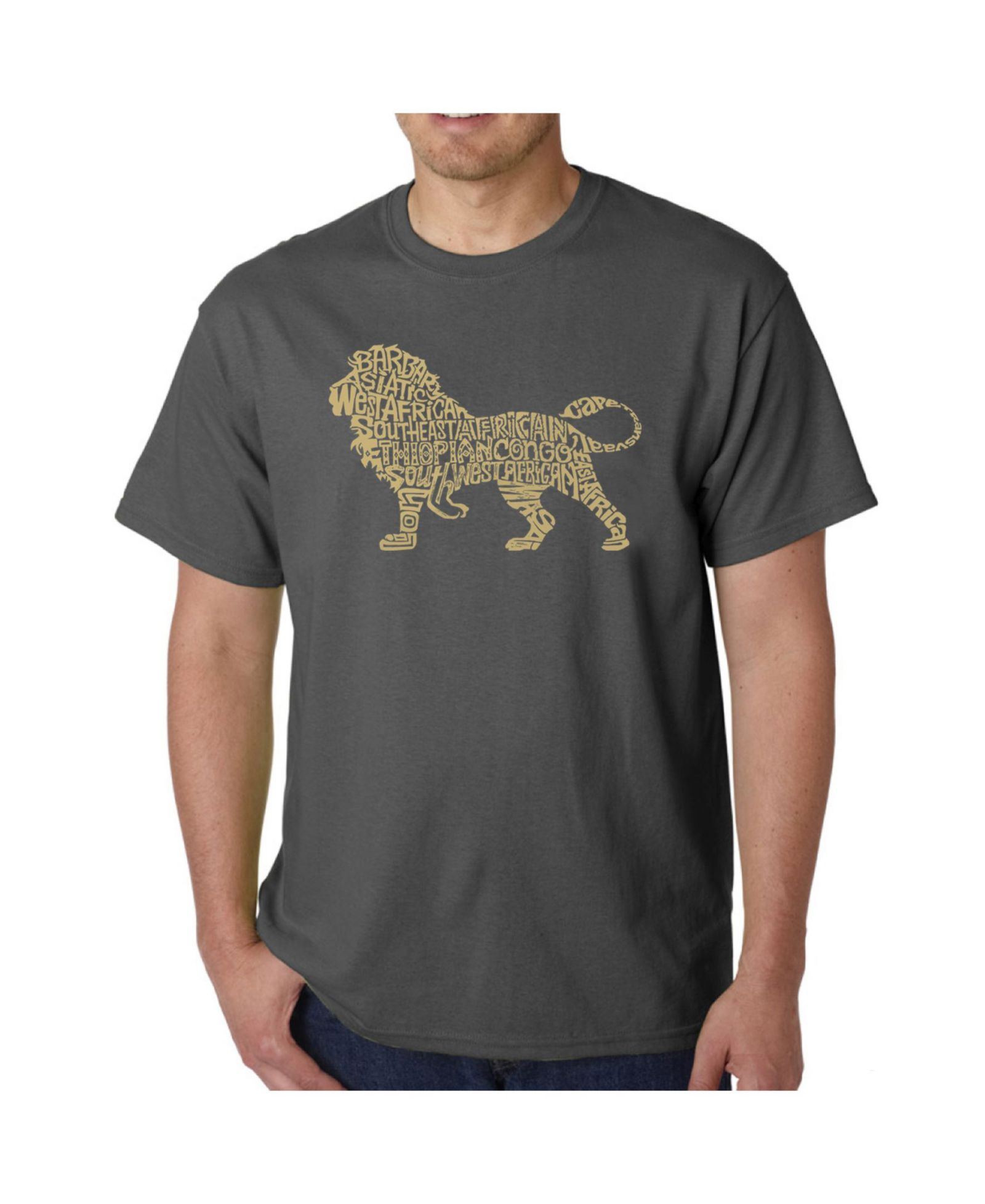 LA Pop Art Mens Word Art T-Shirt - Lion